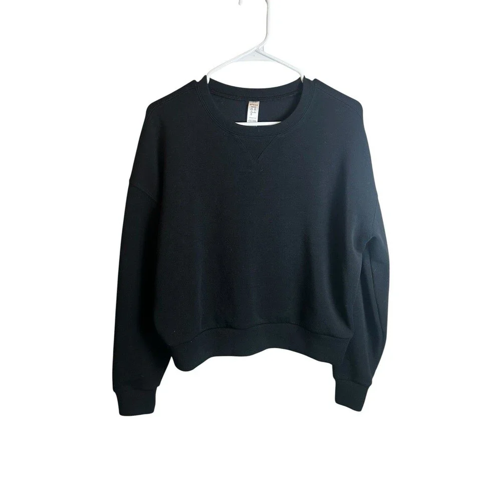 SPANX AirEssential Crewneck Sweatshirt Women’s Small Black - Picture 2 of 5